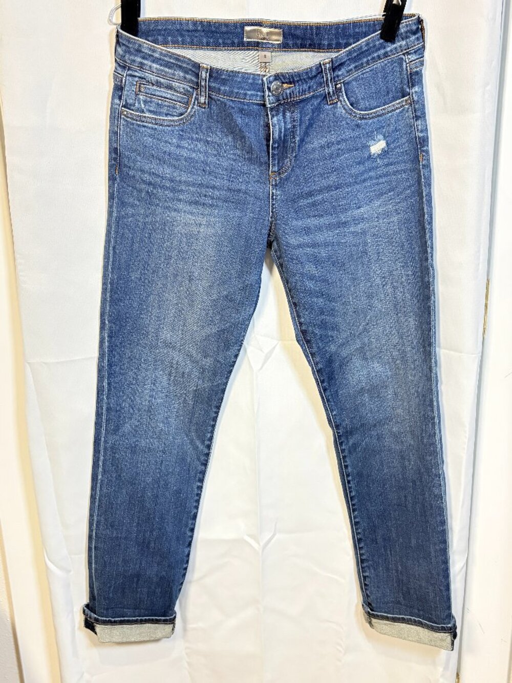 KUT from the Kloth Catherine Boyfriend Jeans Size 8 Medium Wash Distressed Cuffe